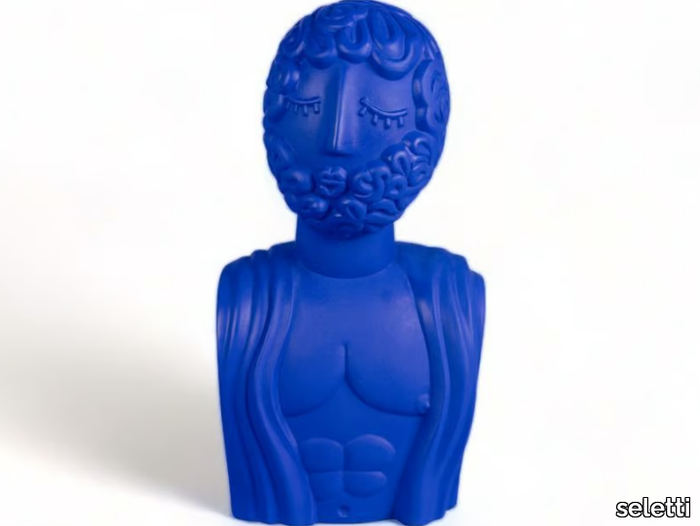 TERRACOTTA BUST MAN BLUE - Terracotta sculpture _ seletti