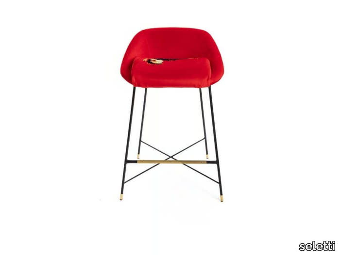 REVOLVER - High upholstered stool with back _ seletti