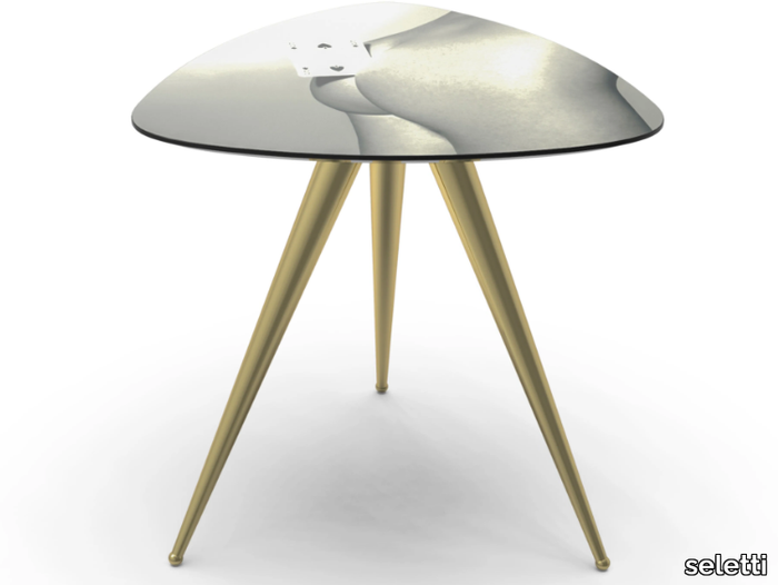 TWO OF SPADES - Triangular coffee table with MDF top and metal legs _ seletti