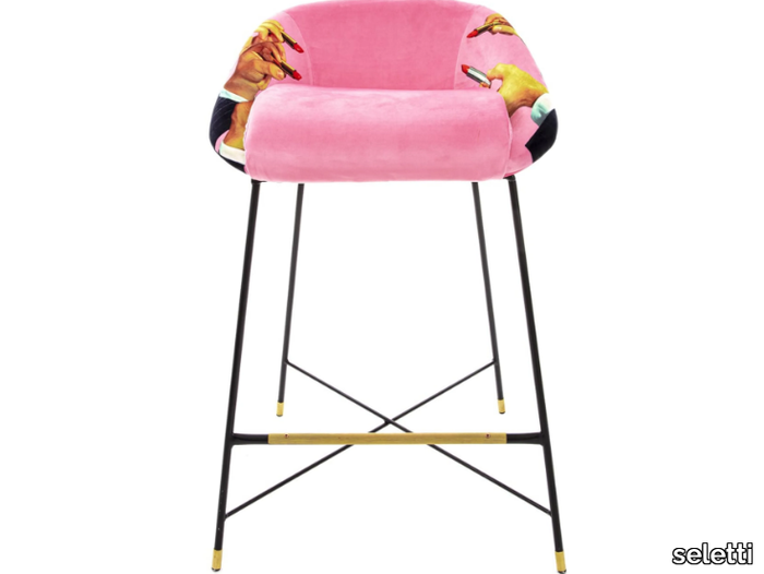 PINK LIPSTICKS - High fabric stool with back _ seletti