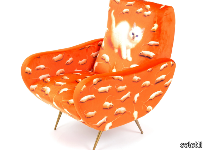 KITTEN - Fabric armchair with armrests _ seletti