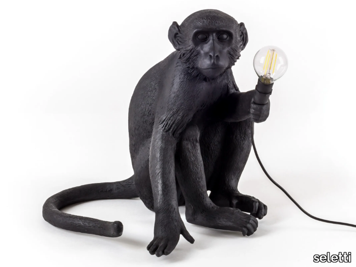 THE MONKEY LAMP BLACK SITTING - LED resin floor lamp _ seletti