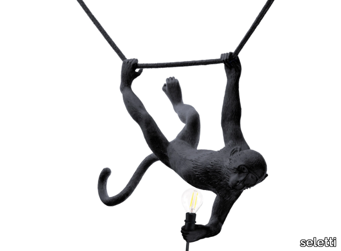 THE MONKEY LAMP BLACK SWING - LED resin pendant lamp _ seletti