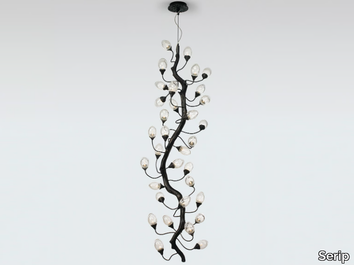 LOTUS VERTICAL BLOOM MEDIUM - Handmade bronze pendant lamp _ Serip