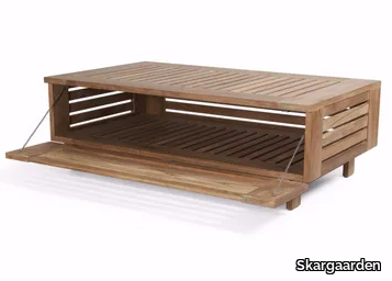 SKANÖR - Rectangular teak garden side table with storage space _ Skargaarden