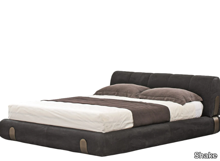 DUNE - Upholstered leather double bed _ Shake