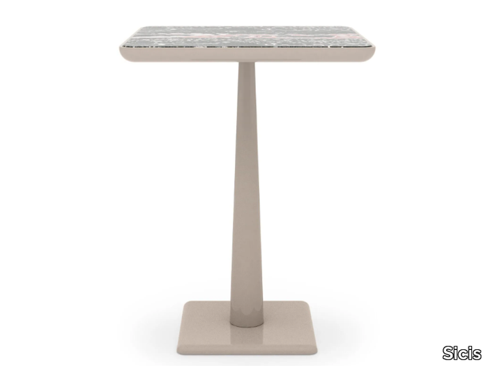 AMARETTO - Square glass and steel table _ Sicis