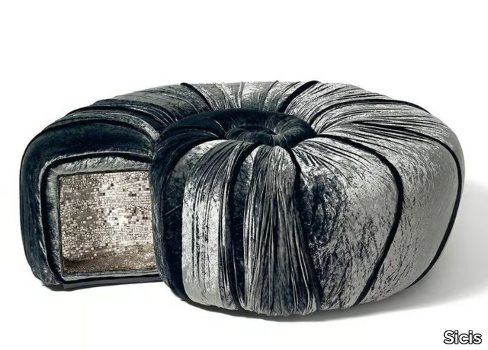 AMMONITE - Round fabric pouf _ Sicis