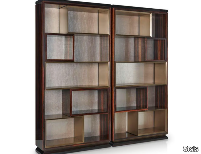 BLAKE - Ebony bookcase with built-in lights _ Sicis