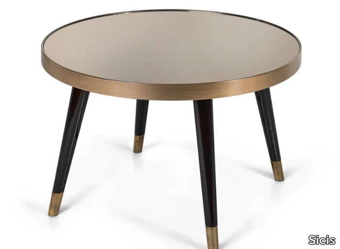 PEGGY - Round coffee table with glass or bronzed/smoked mirror top _ Sicis