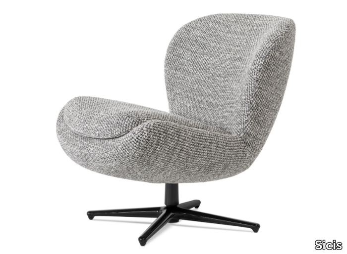 NIELS - Swivel with 4-spoke base fabric easy chair _ Sicis