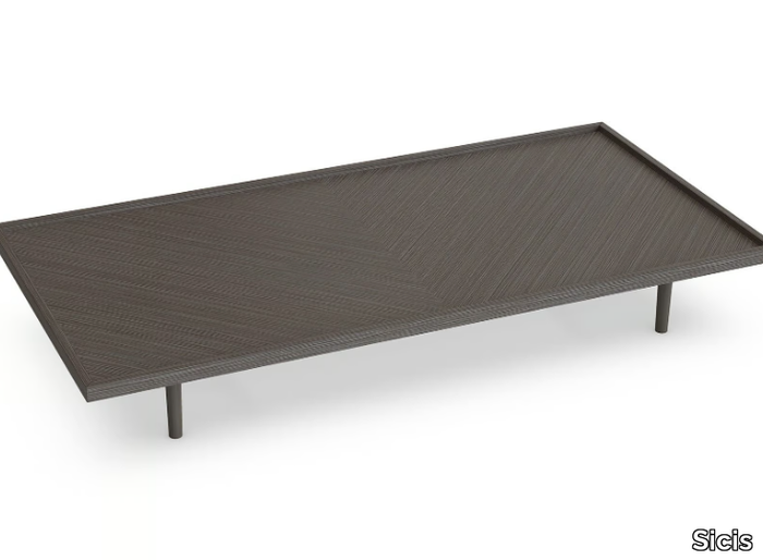 PATCHWORK - Low rectangular wood veneer coffee table _ Sicis