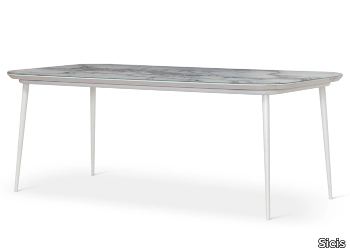 FILICUDI - Aluminum garden table with Vetrite top _ Sicis