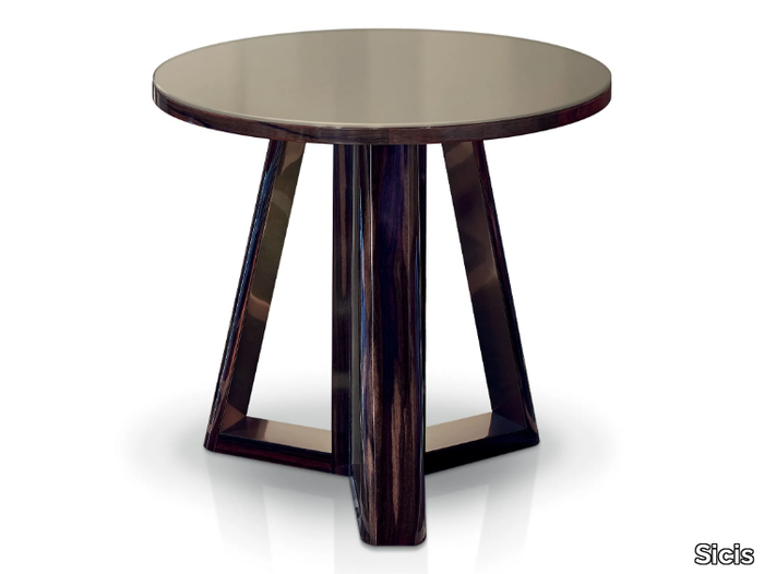 RAY - Round wood and glass coffee table _ Sicis