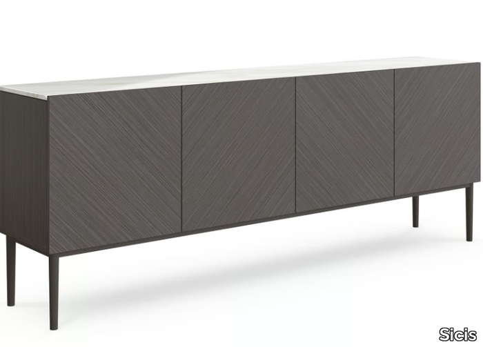 PATCHWORK - Wood veneer sideboard with doors _ Sicis