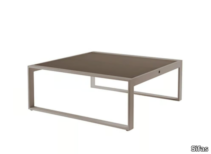 KOMFY - Square low glass and aluminium garden side table _ Sifas