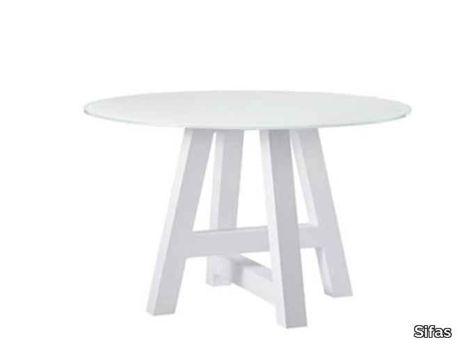 RIVIERA - Round glass and aluminium garden table _ Sifas