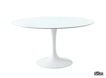 KOROL - Round glass and aluminium garden table _ Sifas