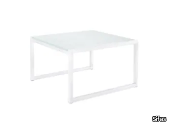 KWADRA - Square glass and aluminium garden side table _ Sifas