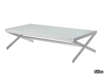 OSKAR - Low rectangular glass and aluminium coffee table _ Sifas