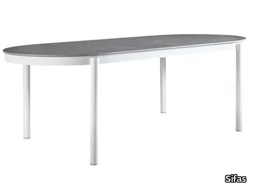 OUTLINE - Oval glass and aluminium garden table _ Sifas