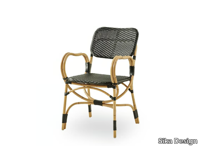 BISTRO - Rattan and ArtFibre® chair with armrests _ Sika Design