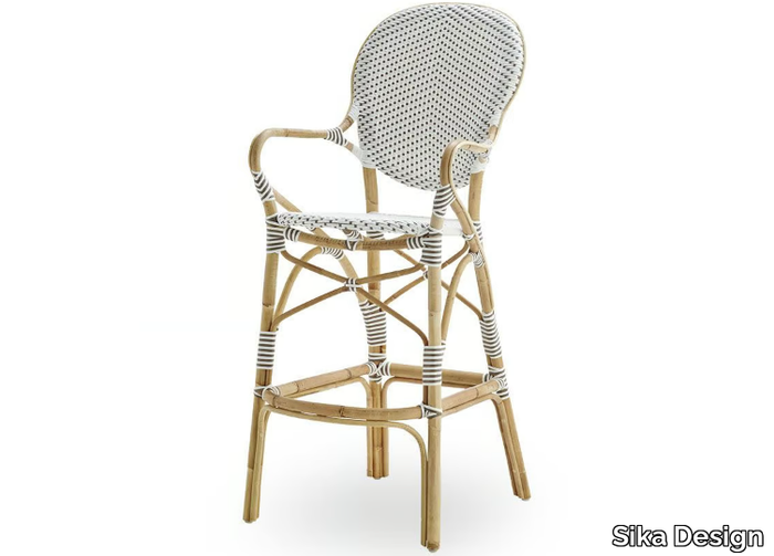 ISABELL - Rattan stool with armrests _ Sika Design