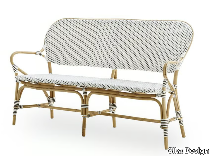 ISABELL - Rattan and ArtFibre® bench with back _ Sika Design