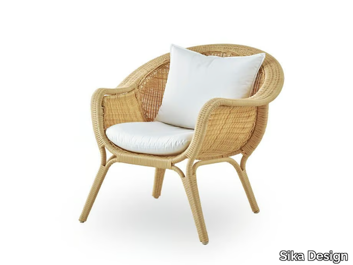 MADAME EXTERIOR - Garden armchair with armrests in Alu-Rattan and ArtFibre _ Sika Design