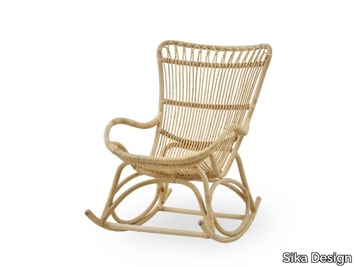 MONET - Rocking rattan easy chair with armrests _ Sika Design