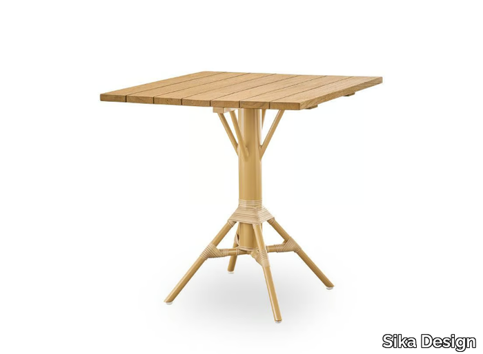 NICOLE - Square aluminium and wood table with 4-star base _ Sika Design