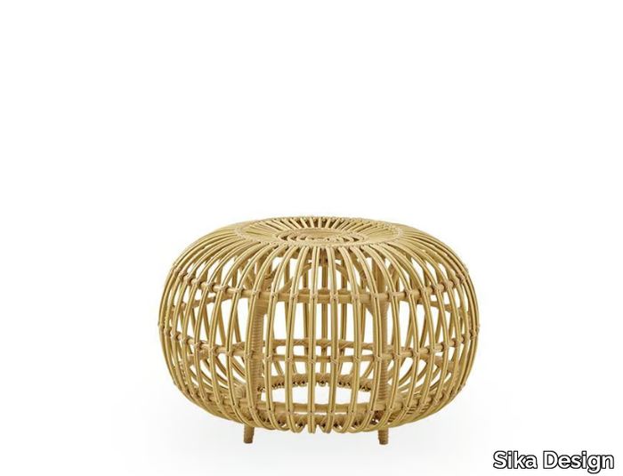 OTTOMAN EXTERIOR - Low garden stool in Alu-Rattan and ArtFibre _ Sika Design