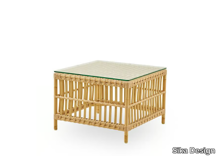 CAROLINE EXTERIOR - Square garden side table in Alu-Rattan and ArtFibre _ Sika Design