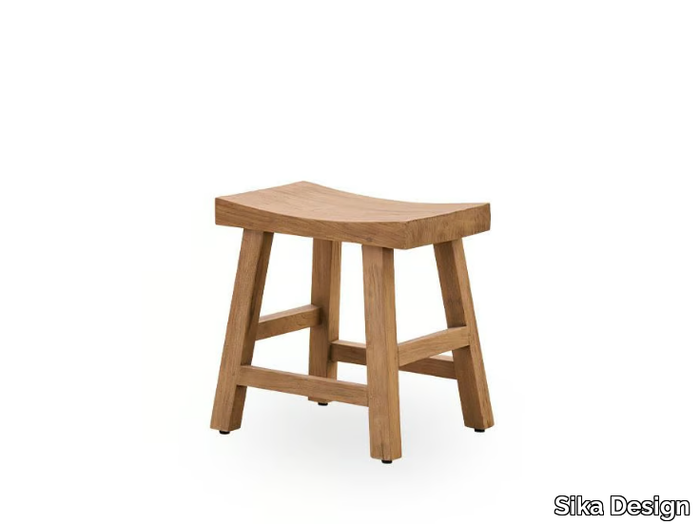 CHARLES - Low teak stool _ Sika Design