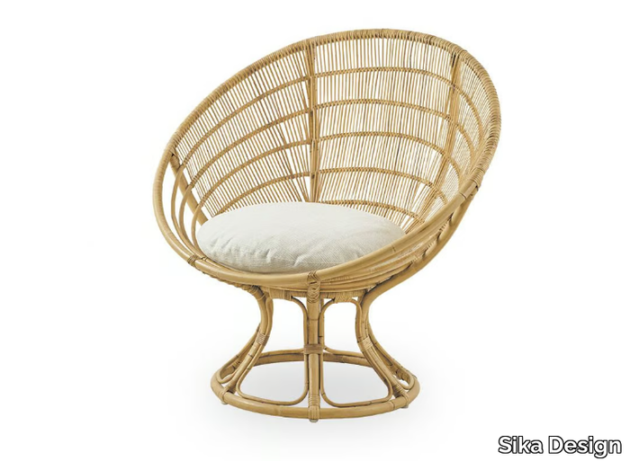 LUNA - Rattan easy chair with integrated cushion _ Sika Design