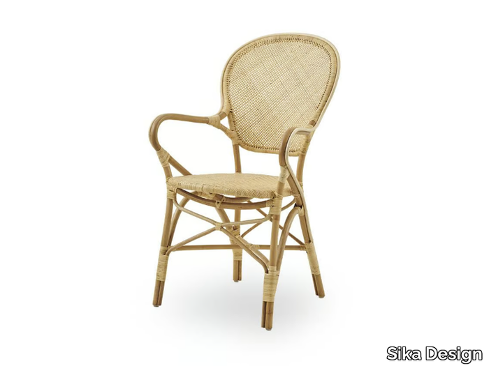 ROSSINI - Medallion rattan chair with armrests _ Sika Design