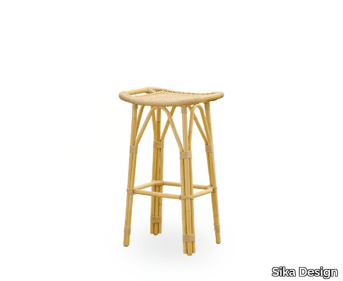 SALSA EXTERIOR - Alu-Rattan and ArtFibre high stool with footrest _ Sika Design