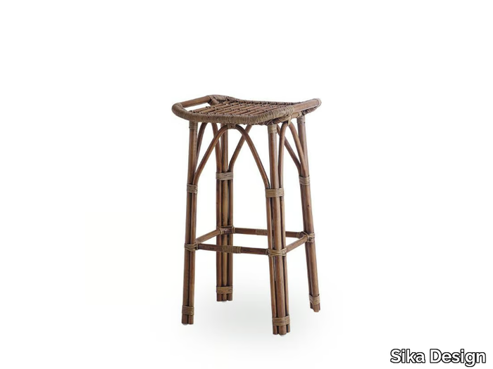 SALSA - High rattan stool with footrest _ Sika Design