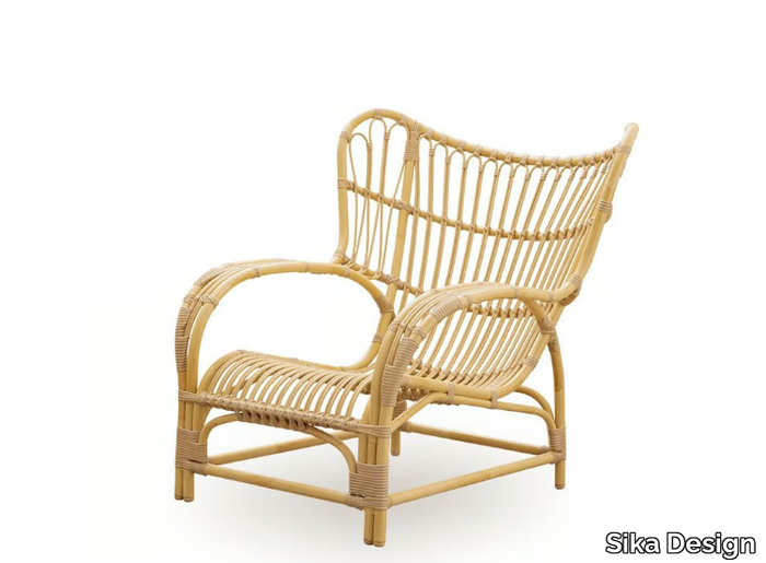 TEDDY EXTERIOR - Outdoor wingchair with armrests in Alu-Rattan and ArtFibre _ Sika Design