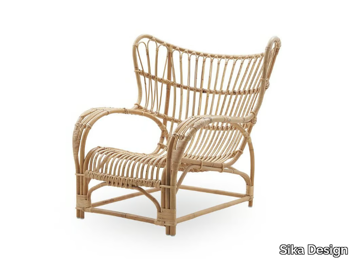 TEDDY - Wing rattan armchair with armrests _ Sika Design