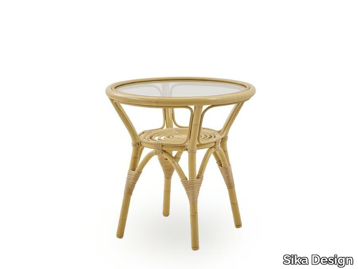 TONY EXTERIOR - Garden side table in glass, Alu-Rattan and ArtFibre _ Sika Design