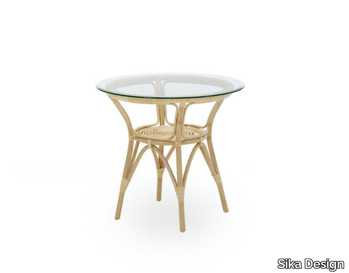 TONY - Round rattan and glass table _ Sika Design