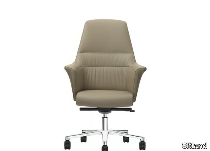 OF COURSE - Leather office chair with castors _ Sitland