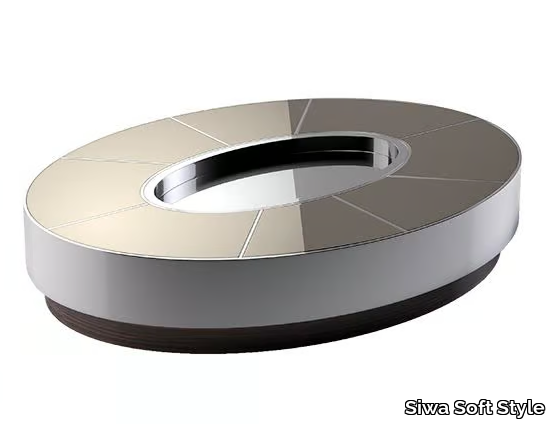 AVALON - Oval low metal coffee table with glass top _ Siwa Soft Style