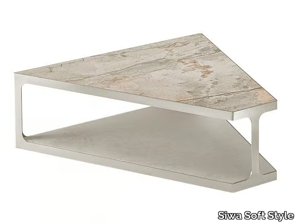 MADISON - Low metal coffee table with marble top _ Siwa Soft Style