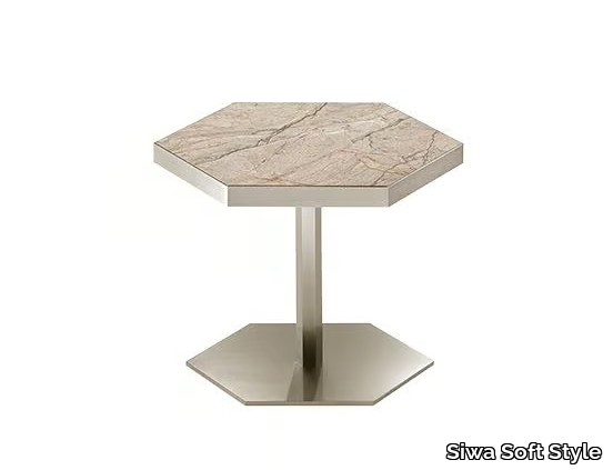 MADISON - Hexagonal metal coffee table with marble top _ Siwa Soft Style