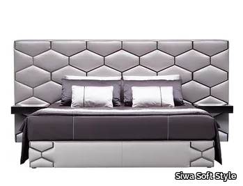 DIAMOND - Double bed with upholstered headboard and integrated nightstands _ Siwa Soft Style