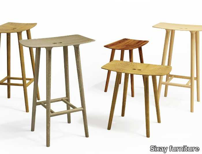 PAUL - Solid wood barstool with footrest _ Sixay furniture