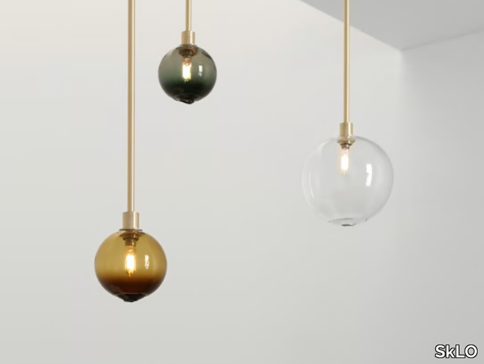 STEM 1X - LED blown glass and brass pendant lamp _ SkLO