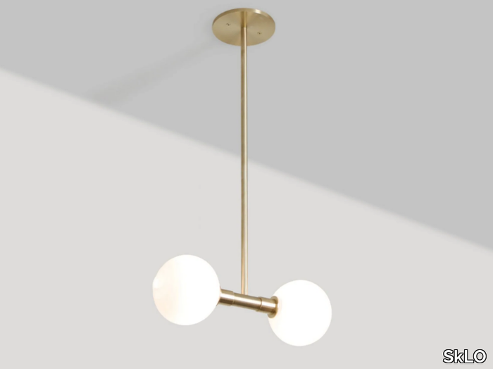 STEM 2X - LED blown glass and brass pendant lamp _ SkLO